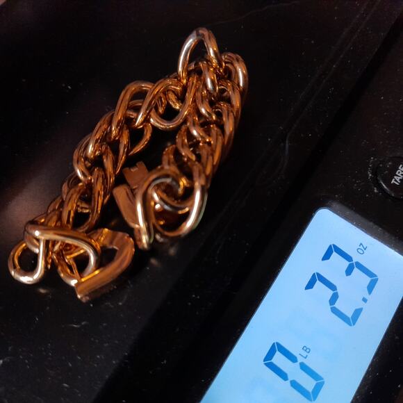 Men's Stainless Steel Gold Plated Chunky Bracelet, 7 Inches, Signed STEELTIME - Picture 10 of 10